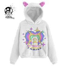 Load image into Gallery viewer, Familiars are Family Kid&#39;s Fleece with Ears- White
